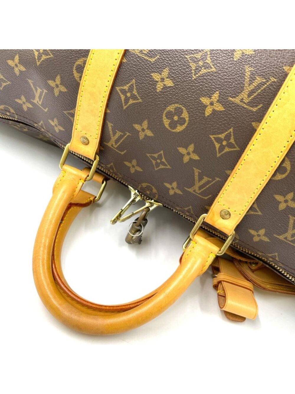 Louis Vuitton Keepall Bandouliere 50 Monogram Leather Brown Boston Bag Gold - Picture 7 of 15